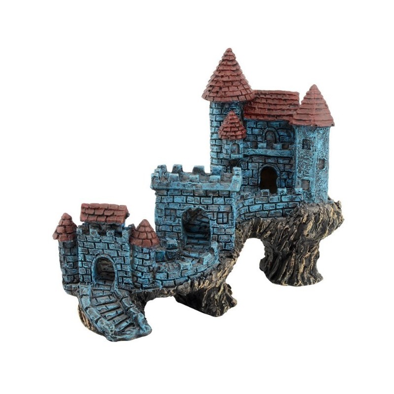 AQUA NATURA Dekoracja akwarystyczna twierdza na skale - niebieska
