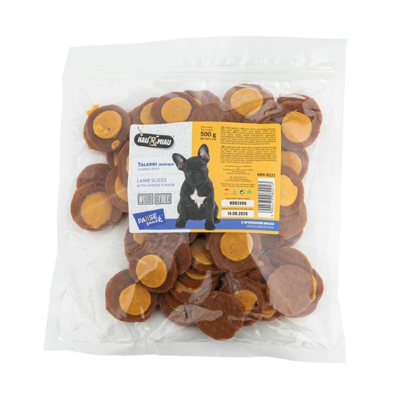 HAU MIAU Pausesnack przysmak dla psa talarki jagnięce o smaku sera 500g