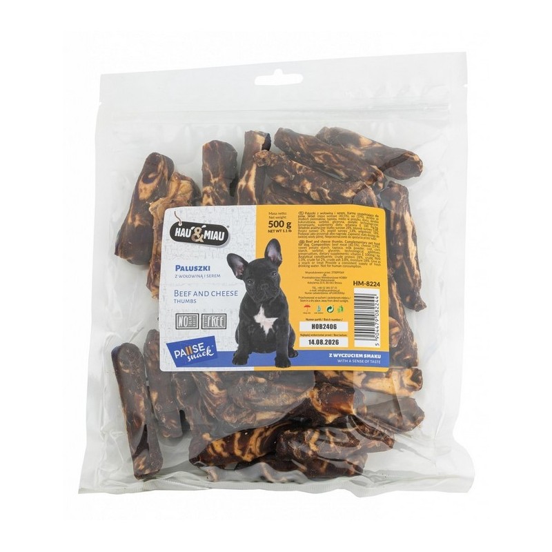 HAU MIAU Pausesnack przysmak dla psa paluszki z wołowiną i serem 500g
