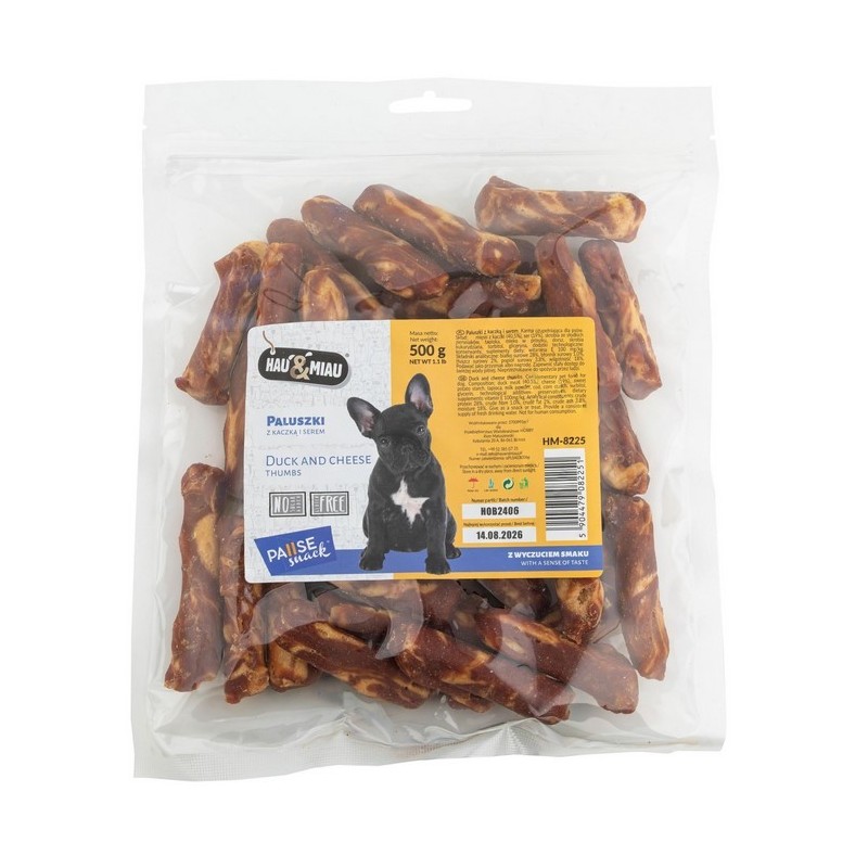 HAU MIAU Pausesnack przysmak dla psa paluszki z kaczką i serem 500g