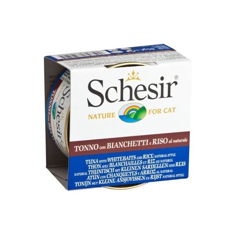 SCHESIR Cat Tuńczyk ze smażonymi rybami i ryżem 85g (puszka)