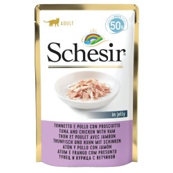 SCHESIR CAT Tuna and chicken with ham in jelly 50g (saszetka)