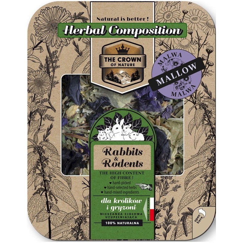 NATURAL-VIT Korona Natury Paśnik ziołowy - Mieszanka ziołowa z malwą dla szynszyli 70g