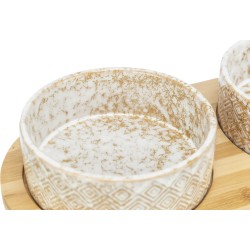 TRIXIE Zestaw misek dla psa ceramika/bambus białe/jasnobrązowe 0,3l