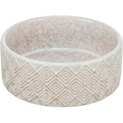 TRIXIE Zestaw misek dla psa ceramika/bambus białe/jasnobrązowe 0,3l