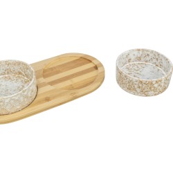 TRIXIE Zestaw misek dla psa ceramika/bambus białe/jasnobrązowe 0,8l