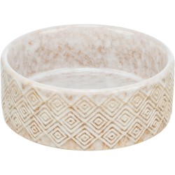 TRIXIE Zestaw misek dla psa ceramika/bambus białe/jasnobrązowe 0,8l