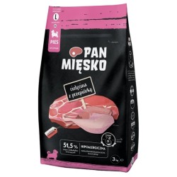 PAN MIĘSKO Cielęcina z przepiórką dla szczeniąt - rozmiar chrupek: L (duży) 3kg