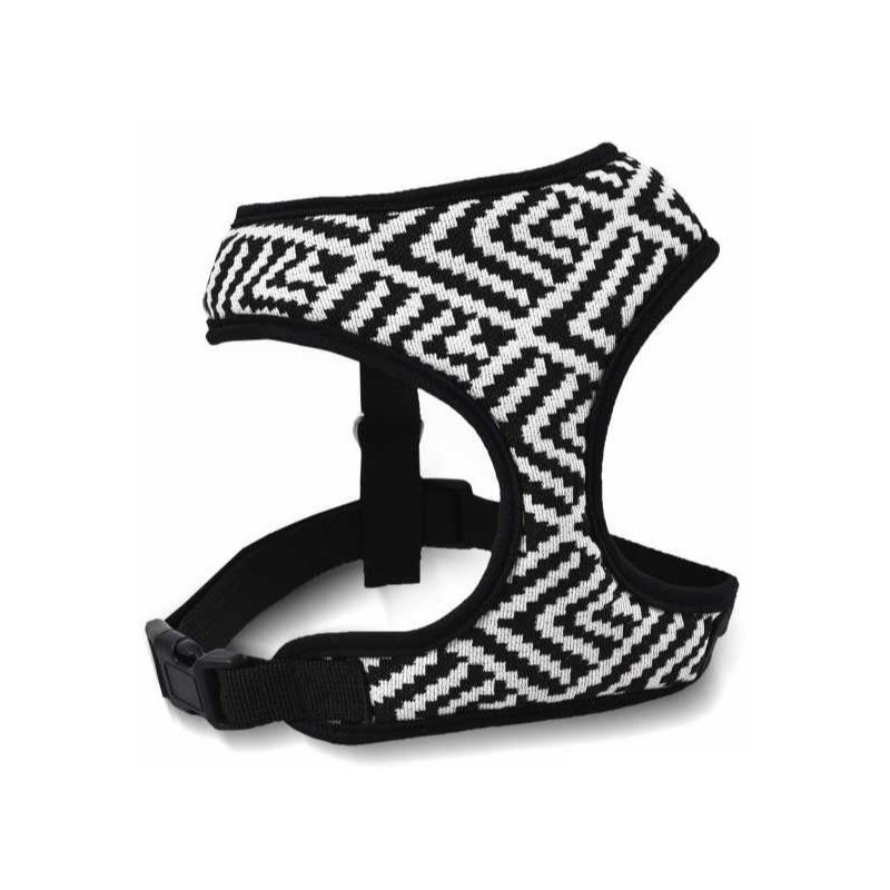 BARRY KING Szelki dla psa z wytrzymałej tkaniny biało-czarne paski - wzór aztecki 47cm