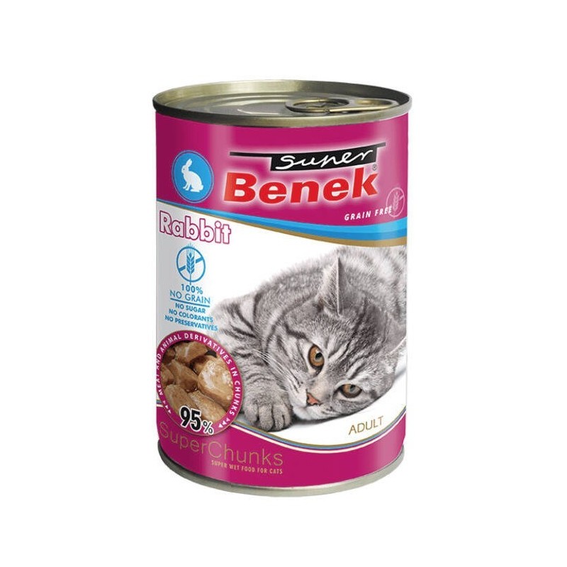 SUPER BENEK Bezzbożowe Kąski w Sosie z Królikiem 415g