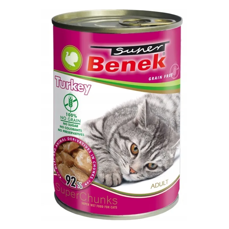 SUPER BENEK Bezzbożowe Kąski w Sosie z Indykiem 415g