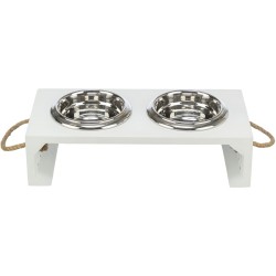 TRIXIE BE NORDIC zestaw misek dla psa MDF/stal nierdzewna - biała 2x 0,9 l