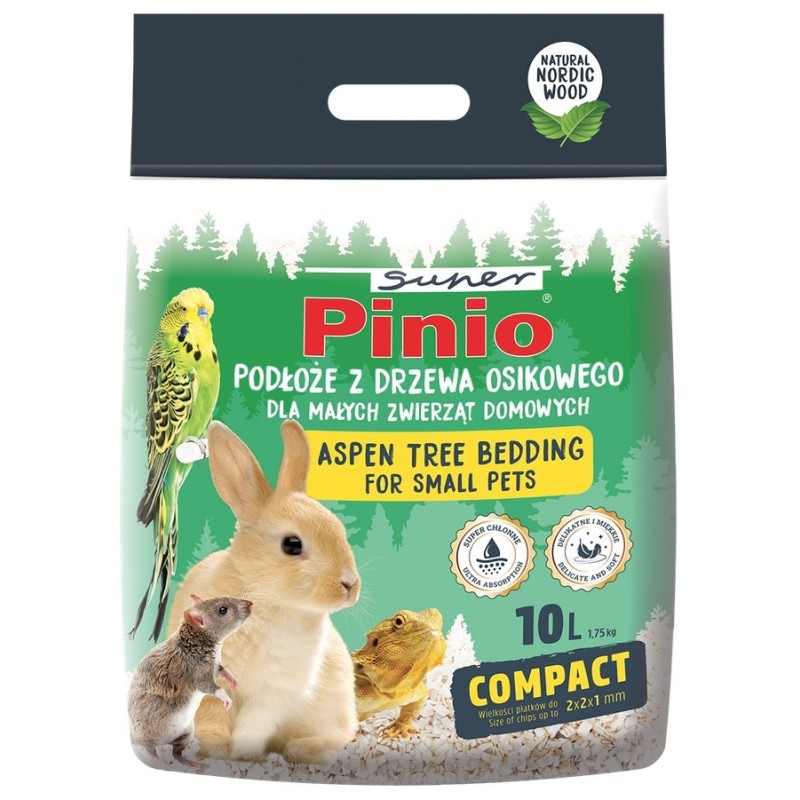 SUPER PINIO Podłoże z drzewa osikowego dla małych zwierząt domowych Compact 10l