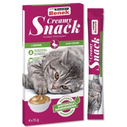 SUPER BENEK Creamy Snack - płynna przekąska dla kotów z gęsiną 4x 15g