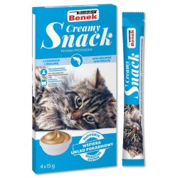 SUPER BENEK Creamy Snack - płynna przekąska dla kotów z łososiem i inuliną 4x 15g