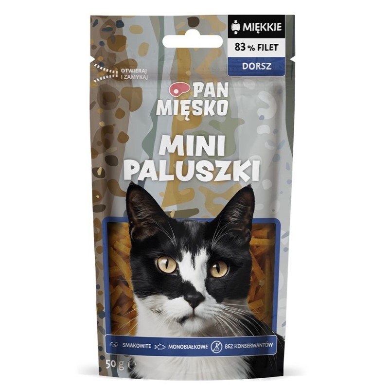 PAN MIĘSKO Przysmak dla kota Mini paluszki Dorsz 50g