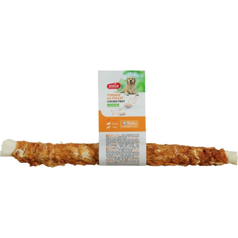 ZOLUX Gryzak dla psa skręcana pałeczka owinięta kurczakiem 28cm