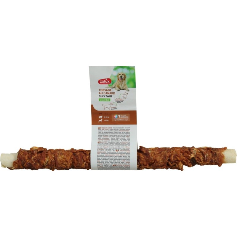 ZOLUX Gryzak dla psa skręcana pałeczka owinięta kaczką 28cm