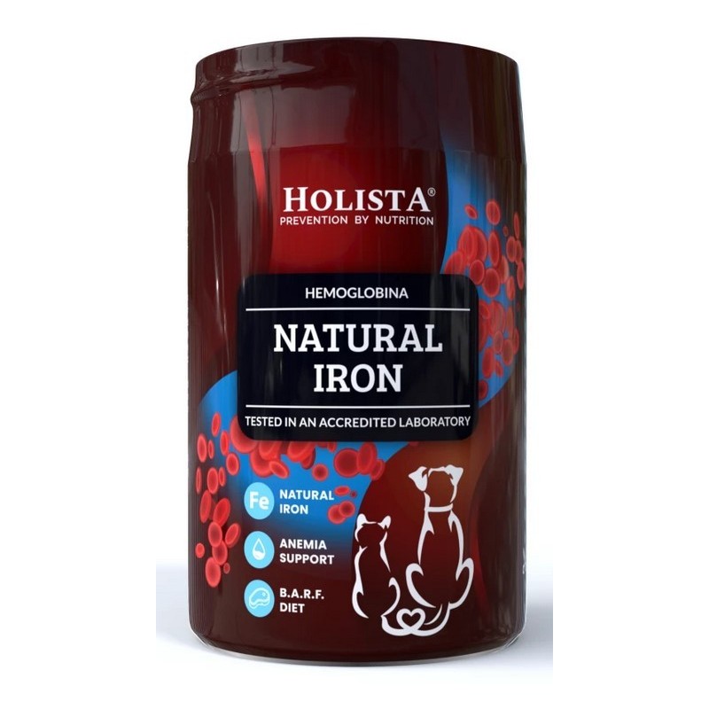HOLISTA Natural Iron Hemoglobina - naturalne żelazo dla psa i kota (proszek) 180g