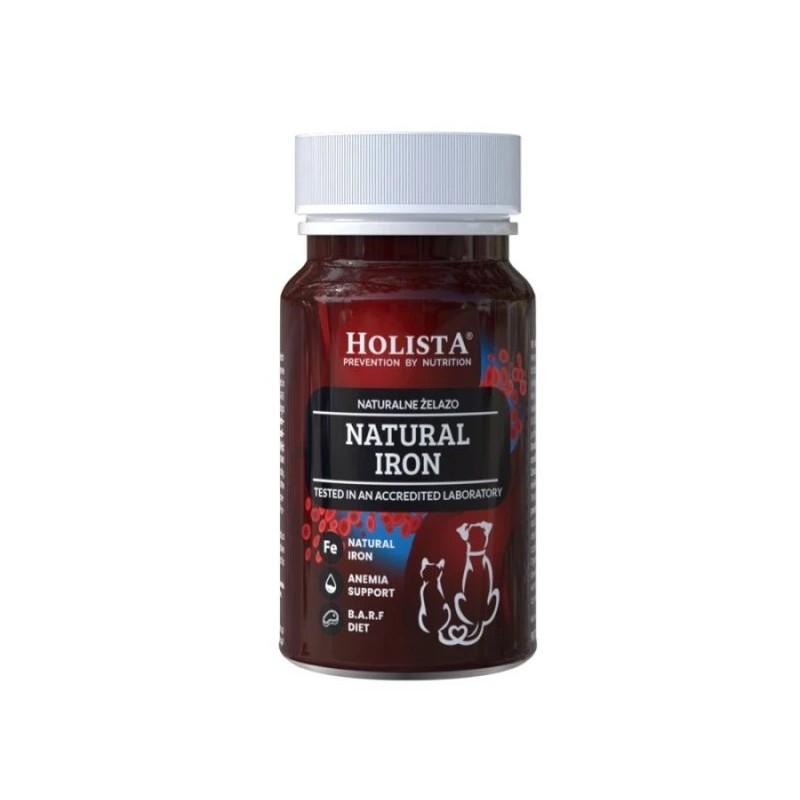 HOLISTA Natural Iron Hemoglobina - naturalne żelazo dla psa i kota 90 Tabl.