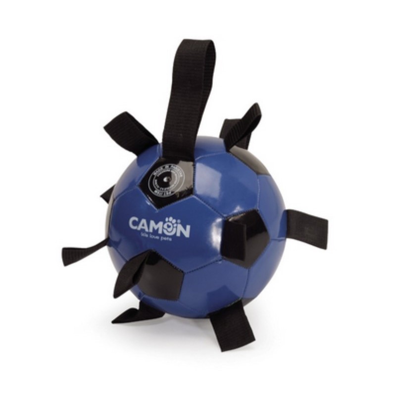 CAMON Dog Toy Piłka Nożna z Uchwytem Czarno-Niebieska