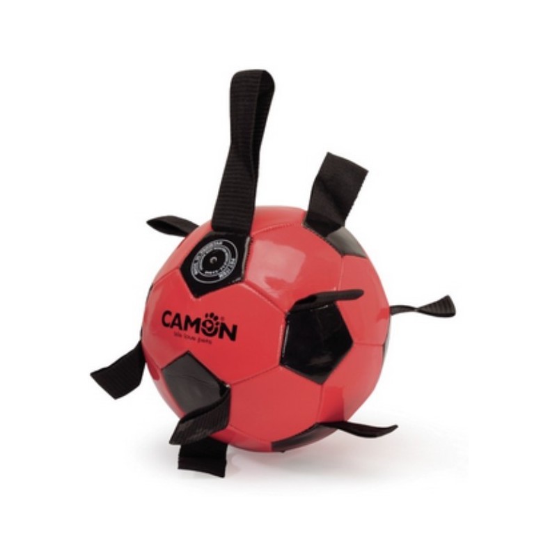 CAMON Dog Toy Piłka Nożna z Uchwytem Czarno-Czerwona