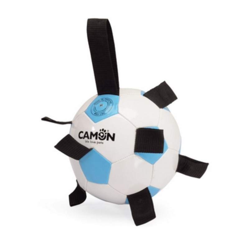 CAMON Dog Toy Piłka Nożna z Uchwytem Biało-Błękitna