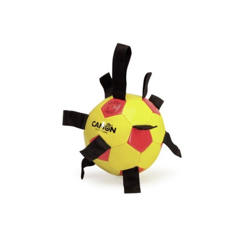 CAMON Dog Toy Piłka Nożna Uchwyty - Żółto-Czerwona