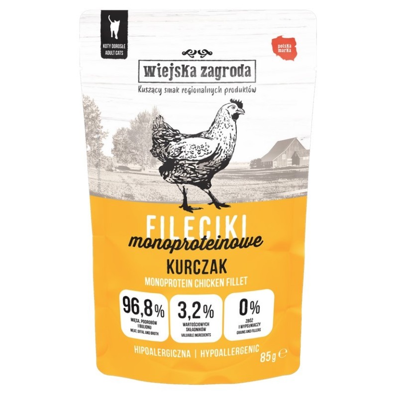 WIEJSKA ZAGRODA KOT Fileciki Monoproteinowe Kurczak 85g (saszetka)