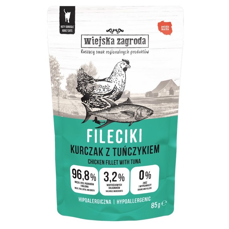 WIEJSKA ZAGRODA KOT Fileciki Kurczak z tuńczykiem 85g (saszetka)