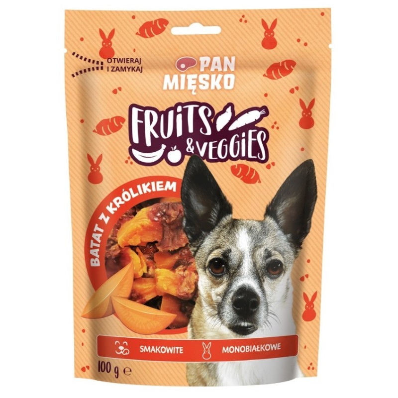 PAN MIĘSKO PIES Przysmak Fruits and Veggies Batat z królikiem 100g