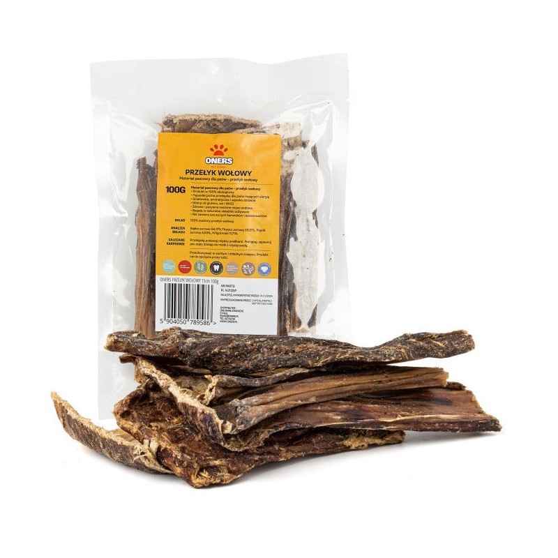 ONERS Przełyk Wołowy Płaski 15 cm 100g
