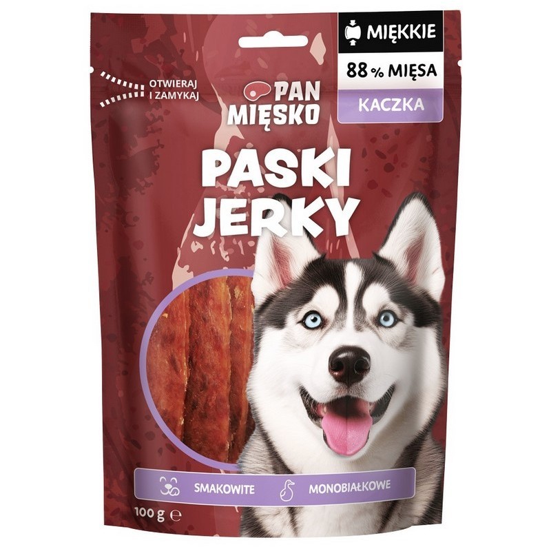 PAN MIĘSKO Przysmak dla psa Paski Jerky Kaczka 100g
