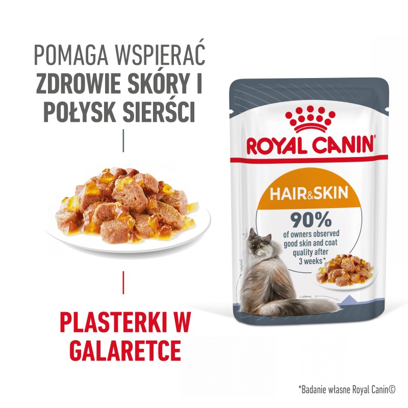 ROYAL CANIN Hair & Skin Care karma mokra w galaretce dla kotów dorosłych, lśniąca sierść i zdrowa skóra 24x 85g