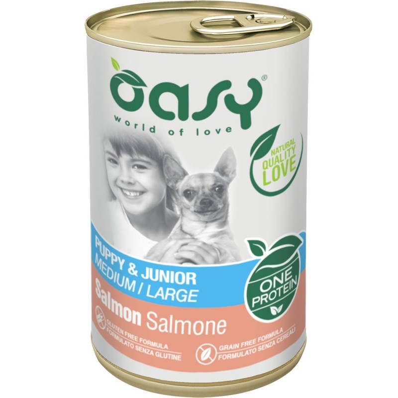 OASY Pies Puppy and Junior M/L - Łosoś 400g (puszka)