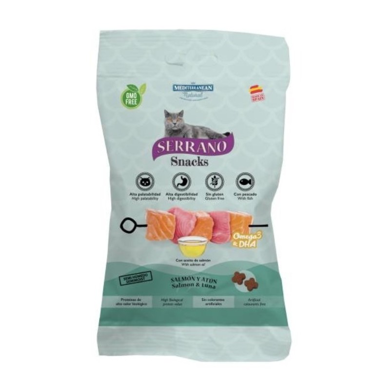 SERRANO Snack kot - Omega 3 + DHA Łosoś Tuńczyk 50g