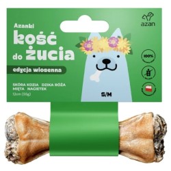 AZANKI Kość w skórze wołowej ze skórą kozią, miętą, dziką różą i nagietkiem S/M 12cm