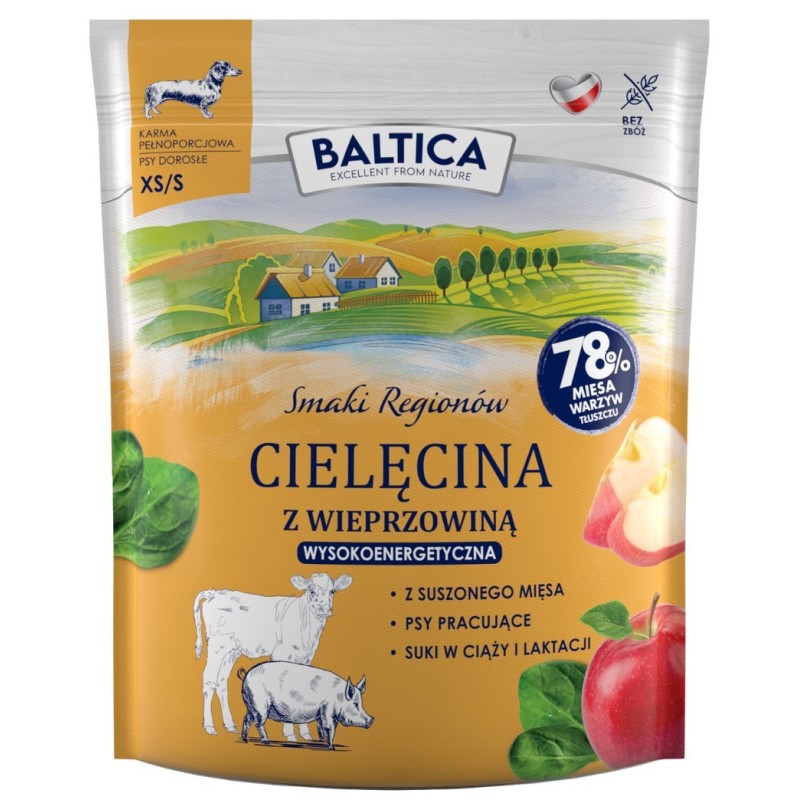 BALTICA SMAKI REGIONÓW Cielęcina z wieprzowiną dla małych psów XS/S 9 kg