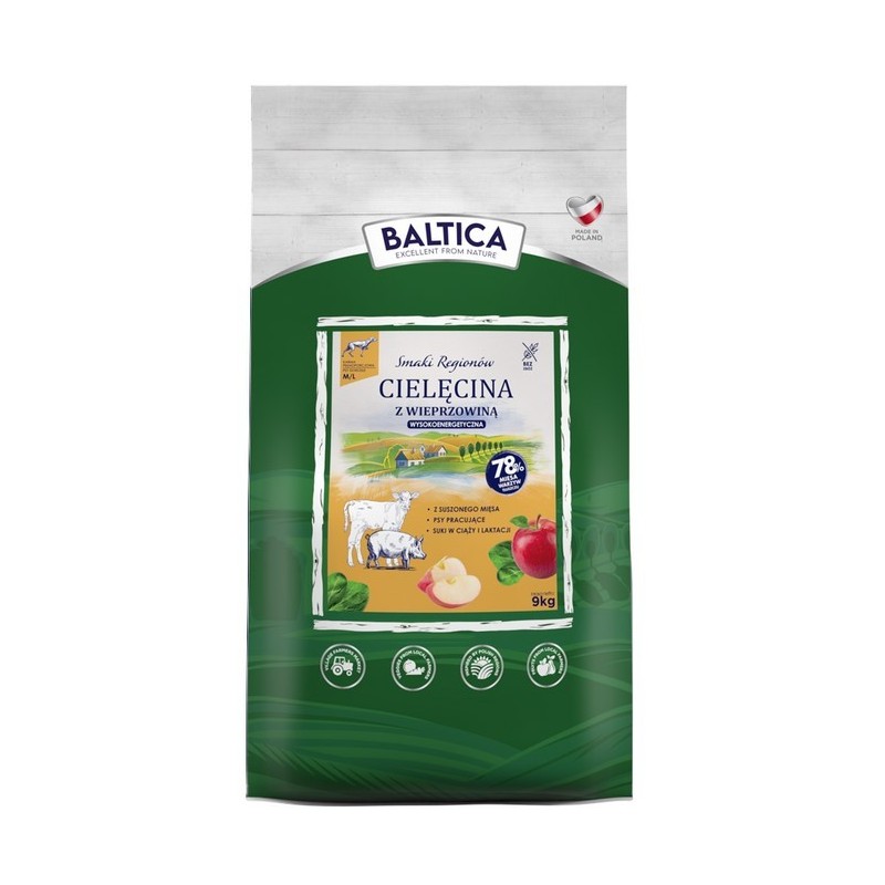 BALTICA SMAKI REGIONÓW Cielęcina z wieprzowiną dla dużych psów M/L 12 kg