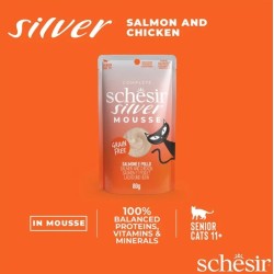 SCHESIR CAT Senior Silver Mousse Salmon and chicken 80g (saszetka)