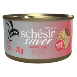 SCHESIR CAT Senior Silver Chicken with duck in broth 70g (puszka)