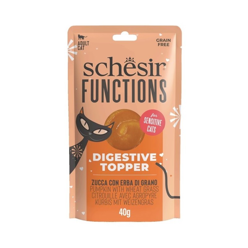 SCHESIR CAT Functions Digestve Topper pumpkin with wheat grass 40g (saszetka)