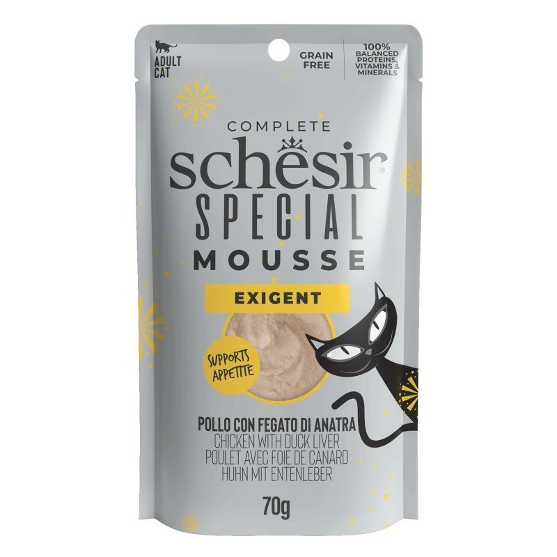 SCHESIR CAT Special Mousse Exigent Chicken with duck liver 70g (saszetka)
