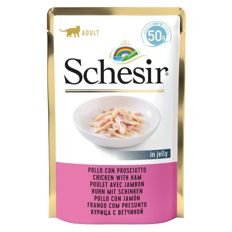 SCHESIR CAT Chicken with ham in jelly 50g (saszetka)