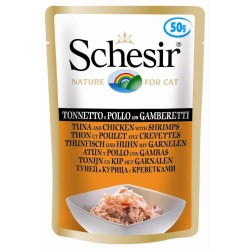 SCHESIR CAT Tuna and chicken with shrimps in jelly 50g (saszetka)
