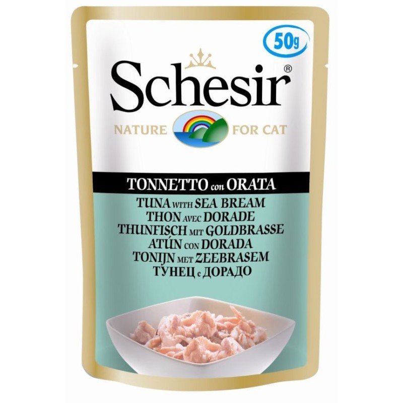 SCHESIR CAT Tuna with sea breem in jelly 50g (saszetka)
