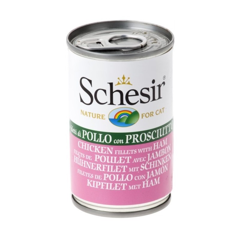 SCHESIR Cat Filety z kurczaka z szynką w galaretce 140g (puszka)