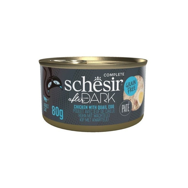 SCHESIR CAT After Dark Chicken with quail egg pate 80g (puszka)
