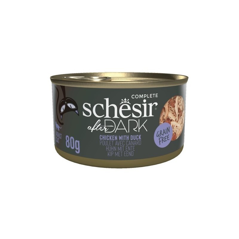 SCHESIR CAT After Dark Chicken with duck in broth 80g (puszka)