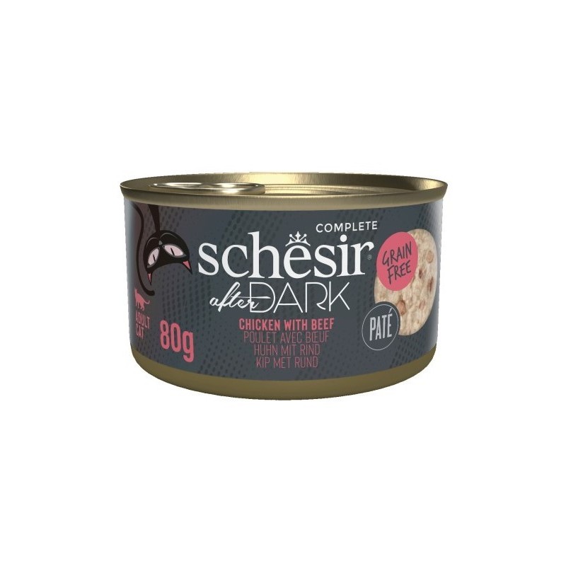 SCHESIR CAT After Dark Chicken with beef  in broth 80g (puszka)